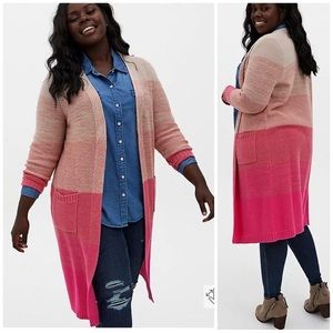 Warm, pink ombré cardigan